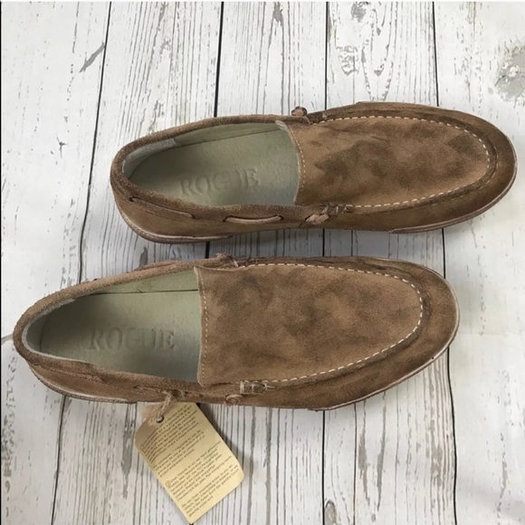 Rogue Men’s Driving Shoes Slip On Brushed Leather - Picture 4 of 8